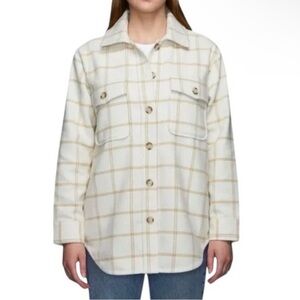 Cream Plaid Shacket Jacket - Women's Lightweight Coat